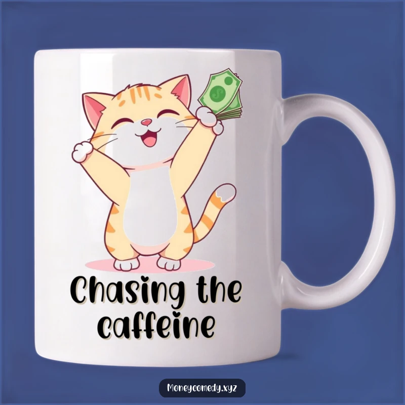 Funny Cat Money Mug - Playful Feline Bills Cash Smile Gift