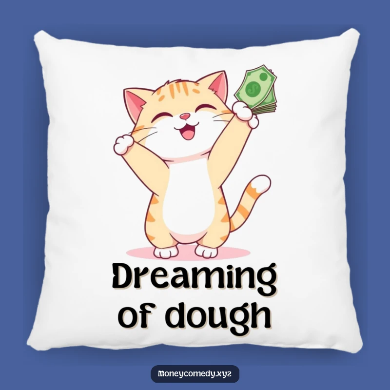 Funny Cat Money Pillow - Cozy Playful Feline Bills Cash Decor Gift