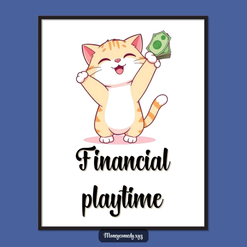 Funny Cat Money Digital Art - Playful Feline Bills Cash Decor Gift