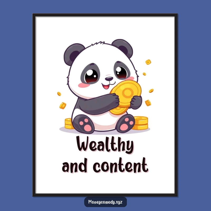 Funny Panda Fortune Digital Art - Chubby Panda Gold Coins Decor Gift