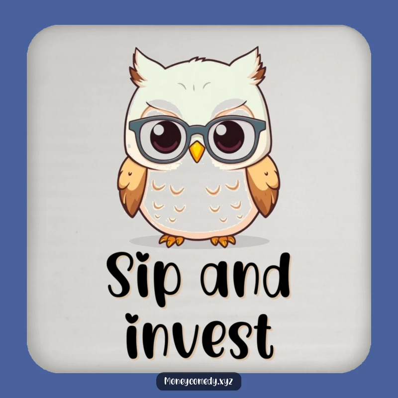 Funny Owl Investor Coaster Set - Spectacled Owl Stock Graph Protect Gift