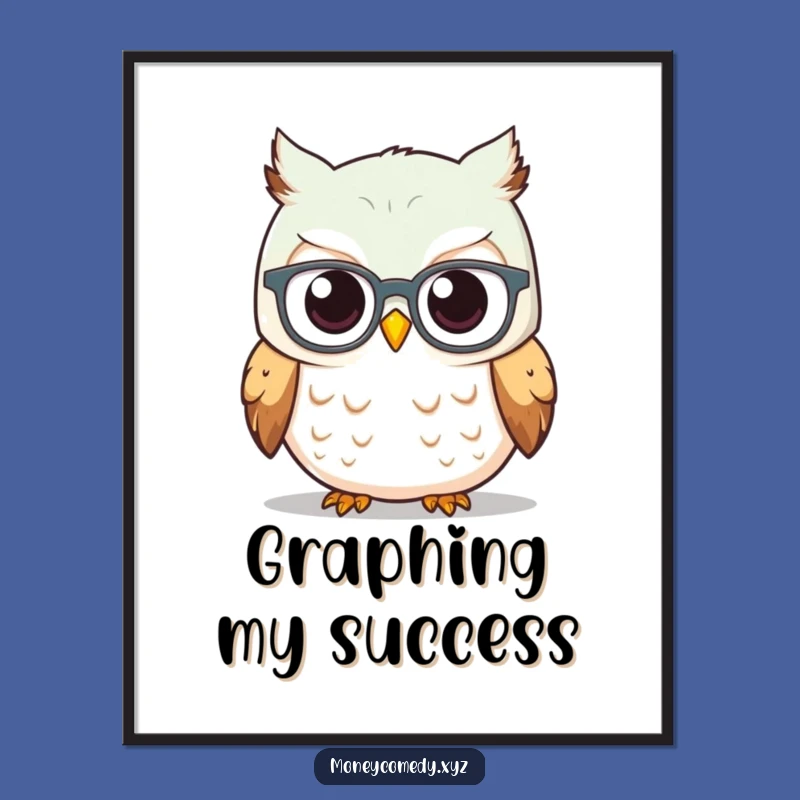 Funny Owl Investor Poster - Curious Spectacled Owl Stock Graph Wall Art Gift