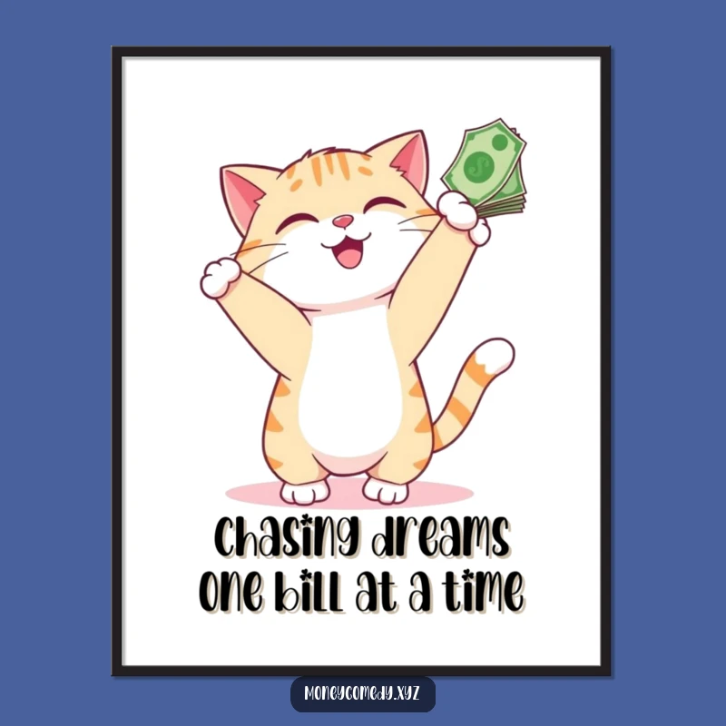Free Printable Wall Art: Funny Money Cat Decor DIY Gift