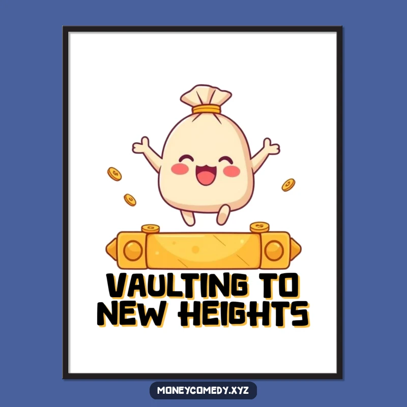 Funny Free Printable Wall Art: Coin Sack Leap Downloadable Art Gift