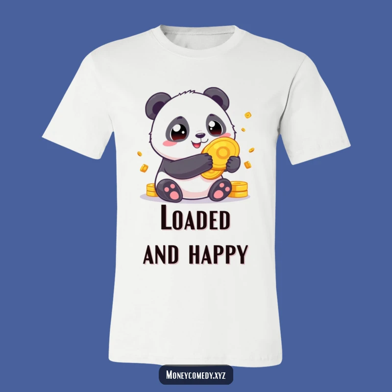 Funny Panda Fortune T-Shirt - Chubby Panda Gold Coins Lucky Apparel Gift
